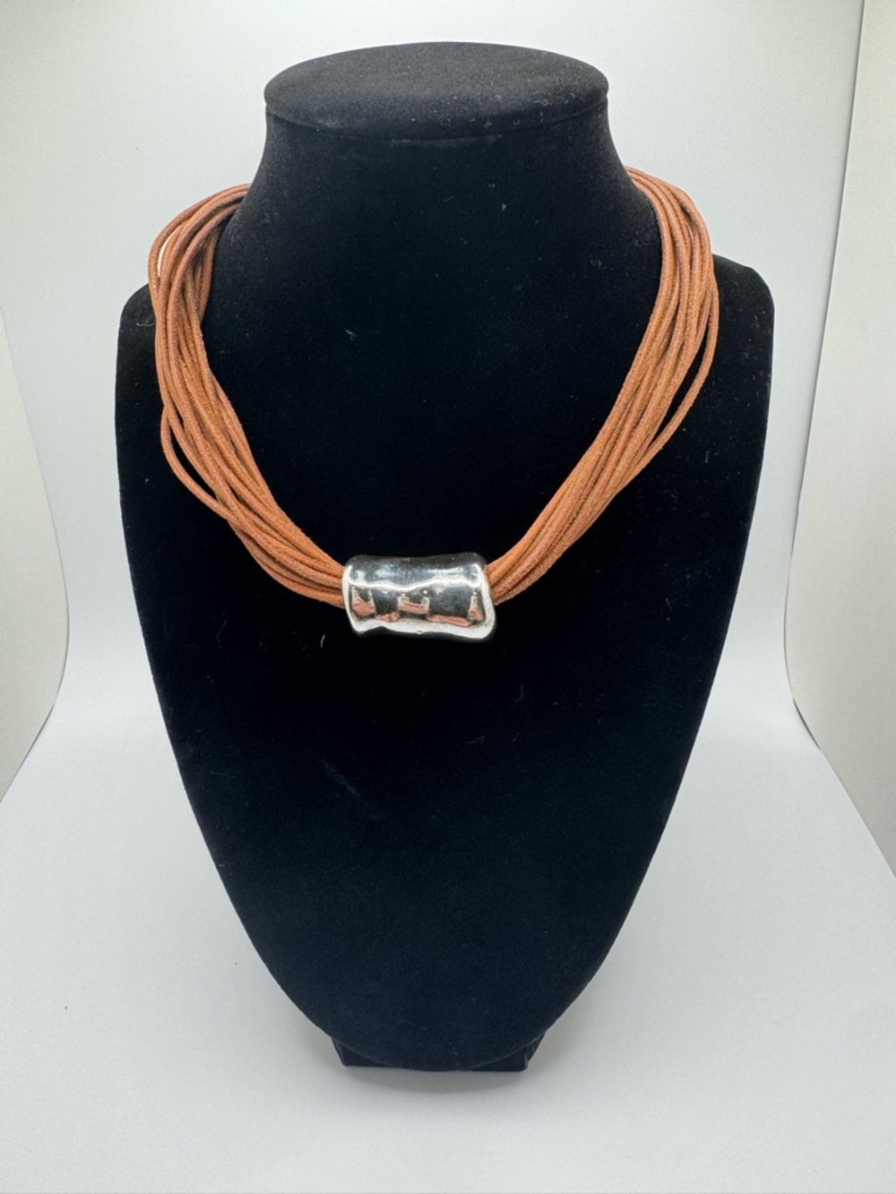 .925 Multi-Strand Brown Cord Modernist Necklace